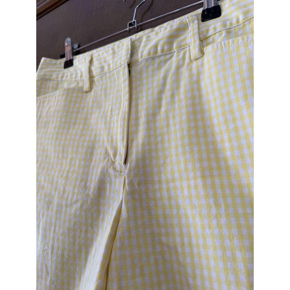 Lands End Yellow Gingham Print Cotton Shorts Size 10